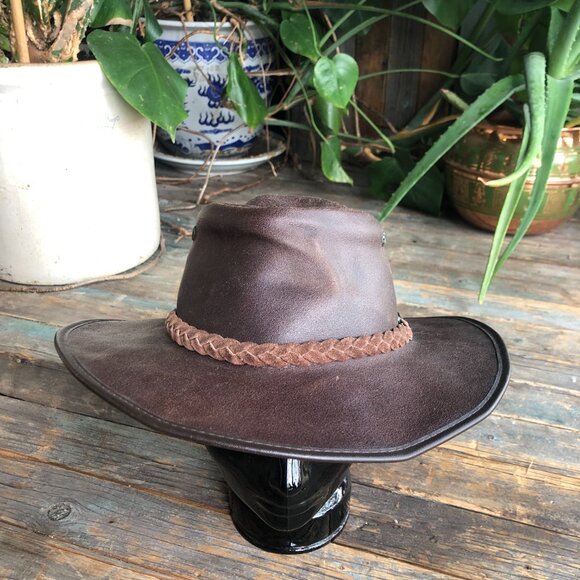 Grizzly Hatters Oiled Leather Australian Bush Hat , Outback Hat Size XXL - Picture 4 of 10